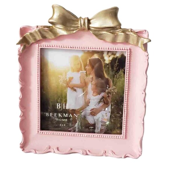 Beekman Home Photo Frame Pink Gold Ribbon For 4 X 4 Picture - Picture 1 of 2